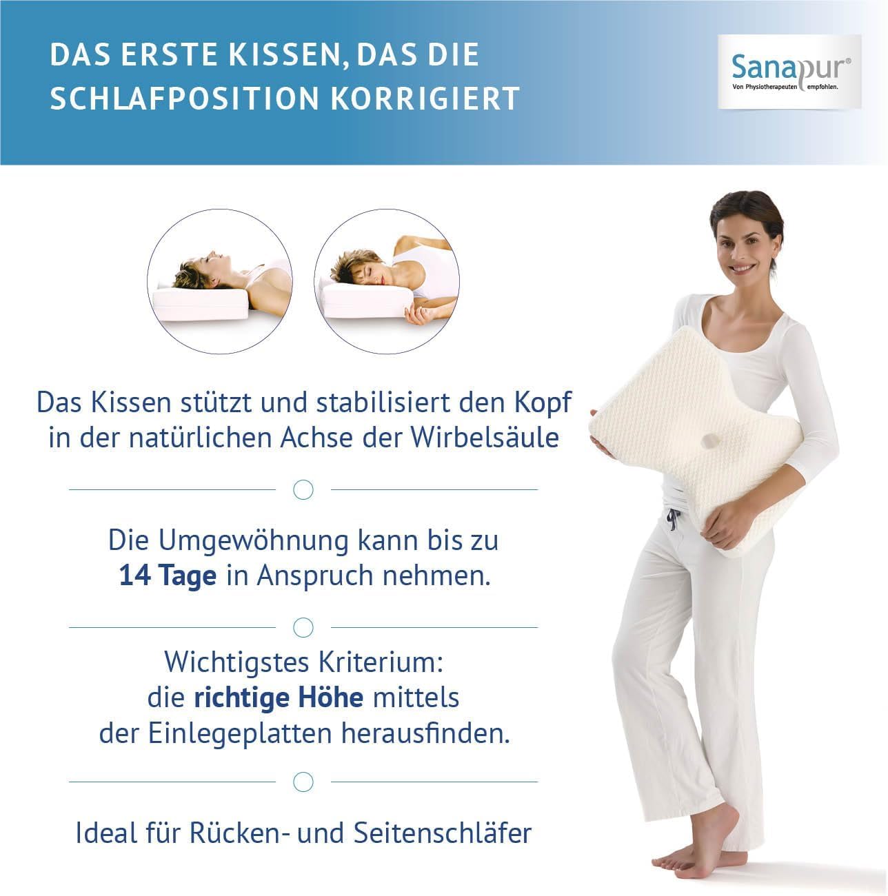 Sanapur Original Kissen 4.0 - Variante Clima - Orthopädisches Seitenschläferkissen Made in Germany mit Talalay Latex/Soft Schaum