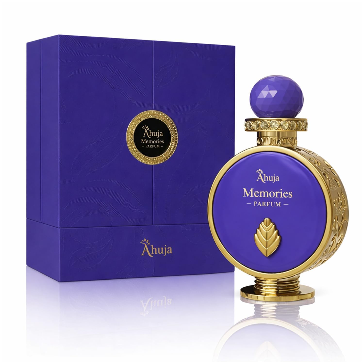 AHUJA Memories – 3.4 oz Parfum | Unisex Elegant Floral Amber Scent | 30% Long Lasting Oil | Pink Pepper, Bergamot, Rose, Milky Accord, Patchouli, Ambroxan | Luxury Purple Gift Box |