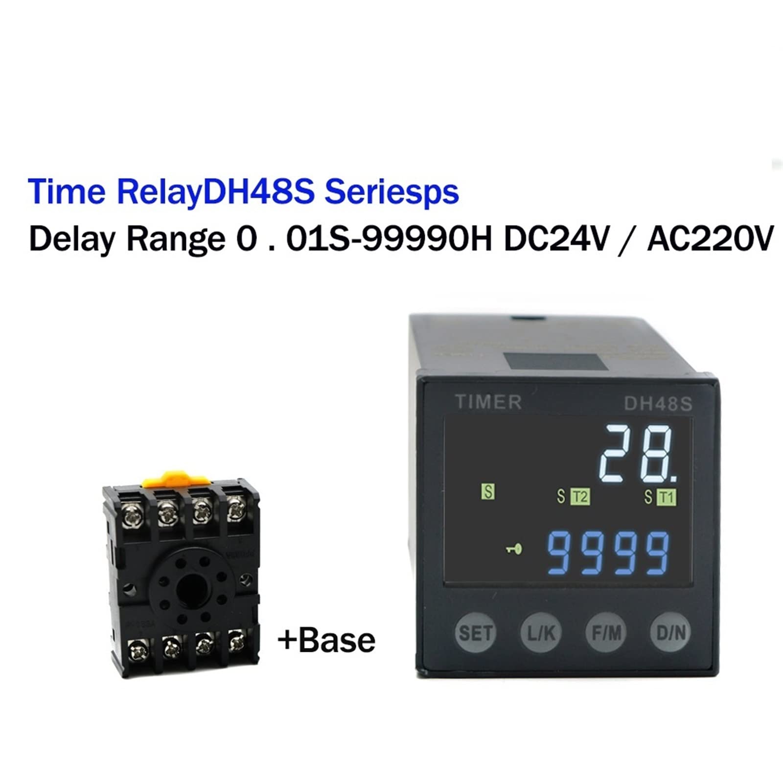 Produkt DH48S DC/AC24V AC220V Programmierbares Verzögerungsrelais 0,01S-99990h mit Sockelsockel DH48S Serie Zeitrelais 1St (Size : MG6A-5TH - 24V ACDC)
