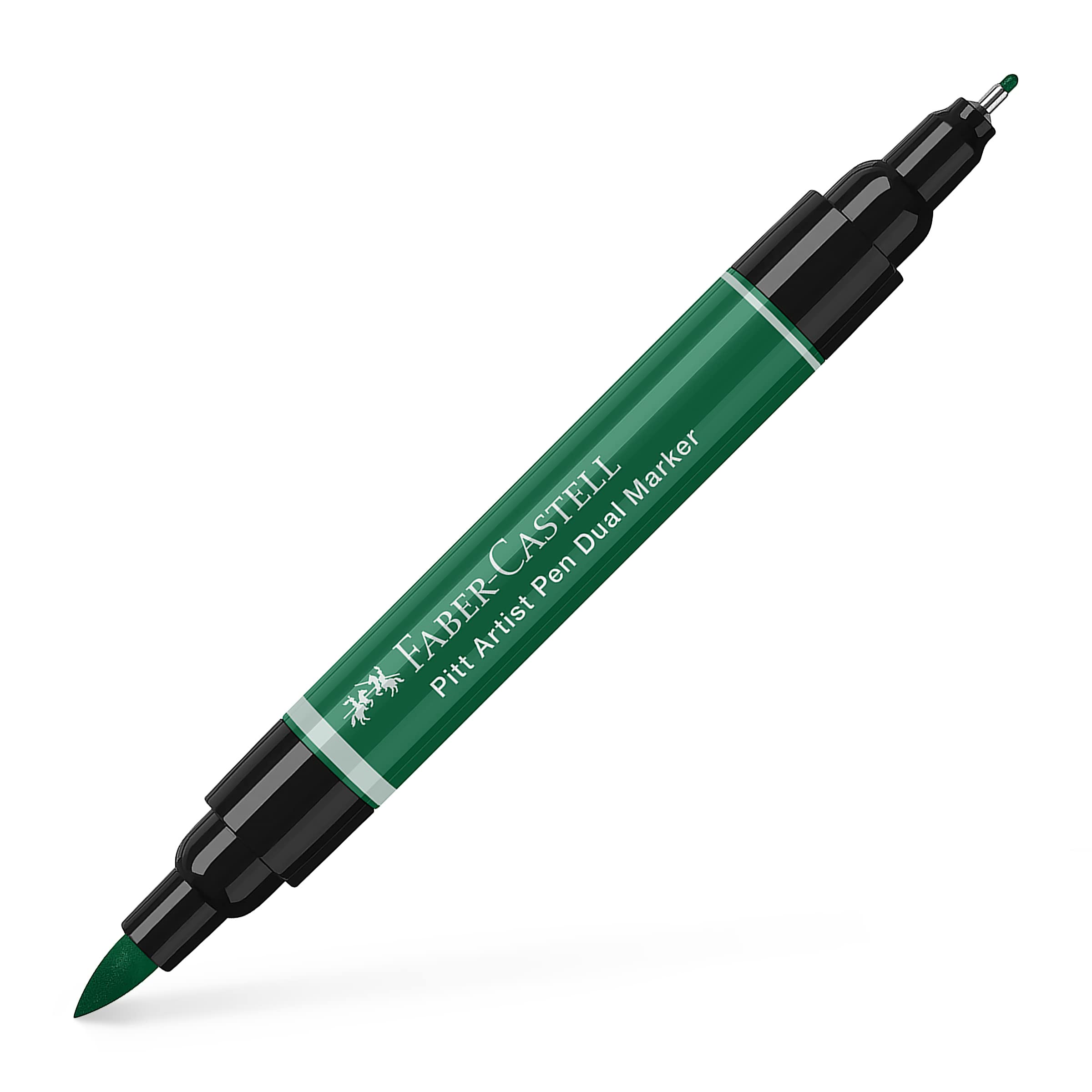 Faber-Castell Art & Graphic Pitt Artist Pen Dual Marker India Ink, Dark Phthalo Green, Single, Art, Craft, Drawing, Sketching