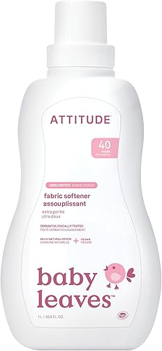 ATTITUDE Suavizante de tela natural para bebé hipoalergénico libre de tinte y enzimas sin fragancia 338 onzas líquidas 40 cargas