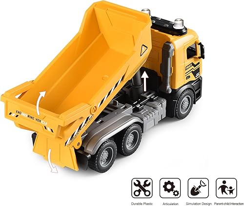 Miniatura 2 de WEMOKA Camión volquete de juguete con piezas móviles, camiones volquete de 11 pulgadas para niños de 4 a 7 años, camiones de construcción con luces