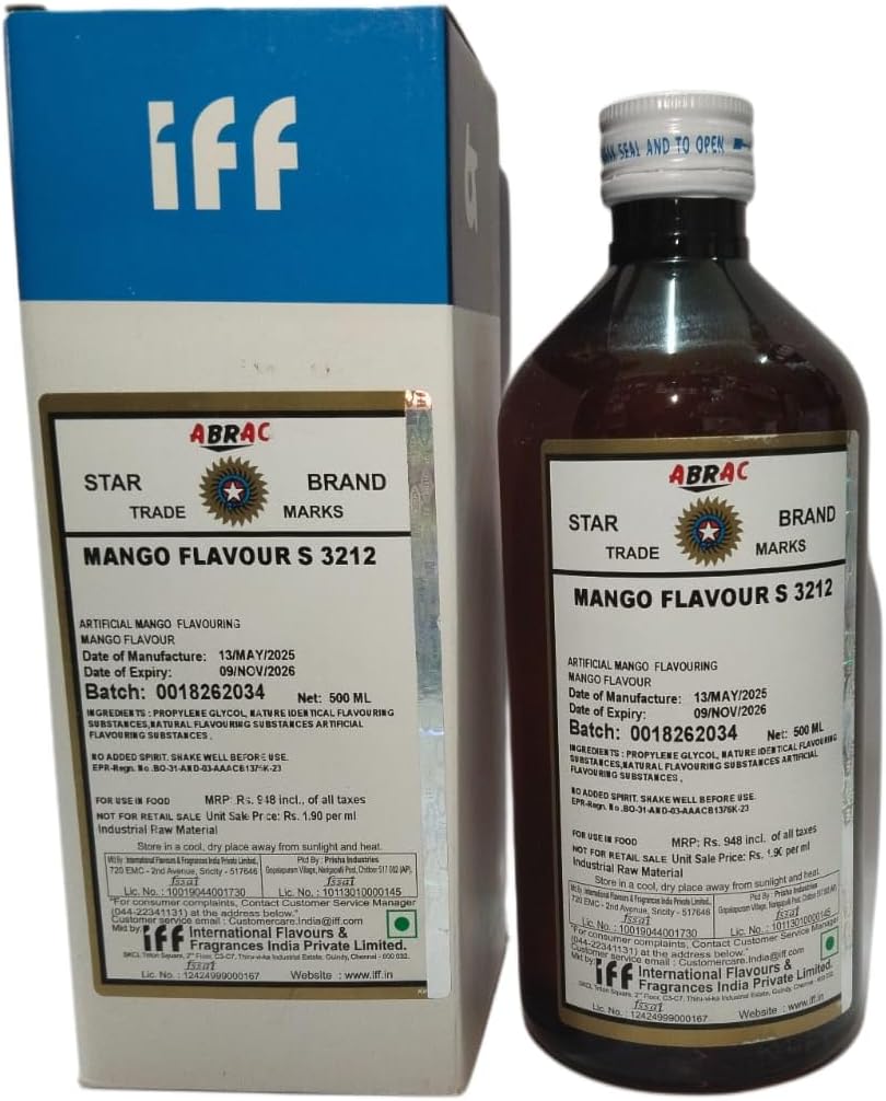 Bakers Galaxy-IFF-Mango Flavour 3212-Food Essence 500ml (commonly used in baking, beverages, confectionery, ice creams and desserts)