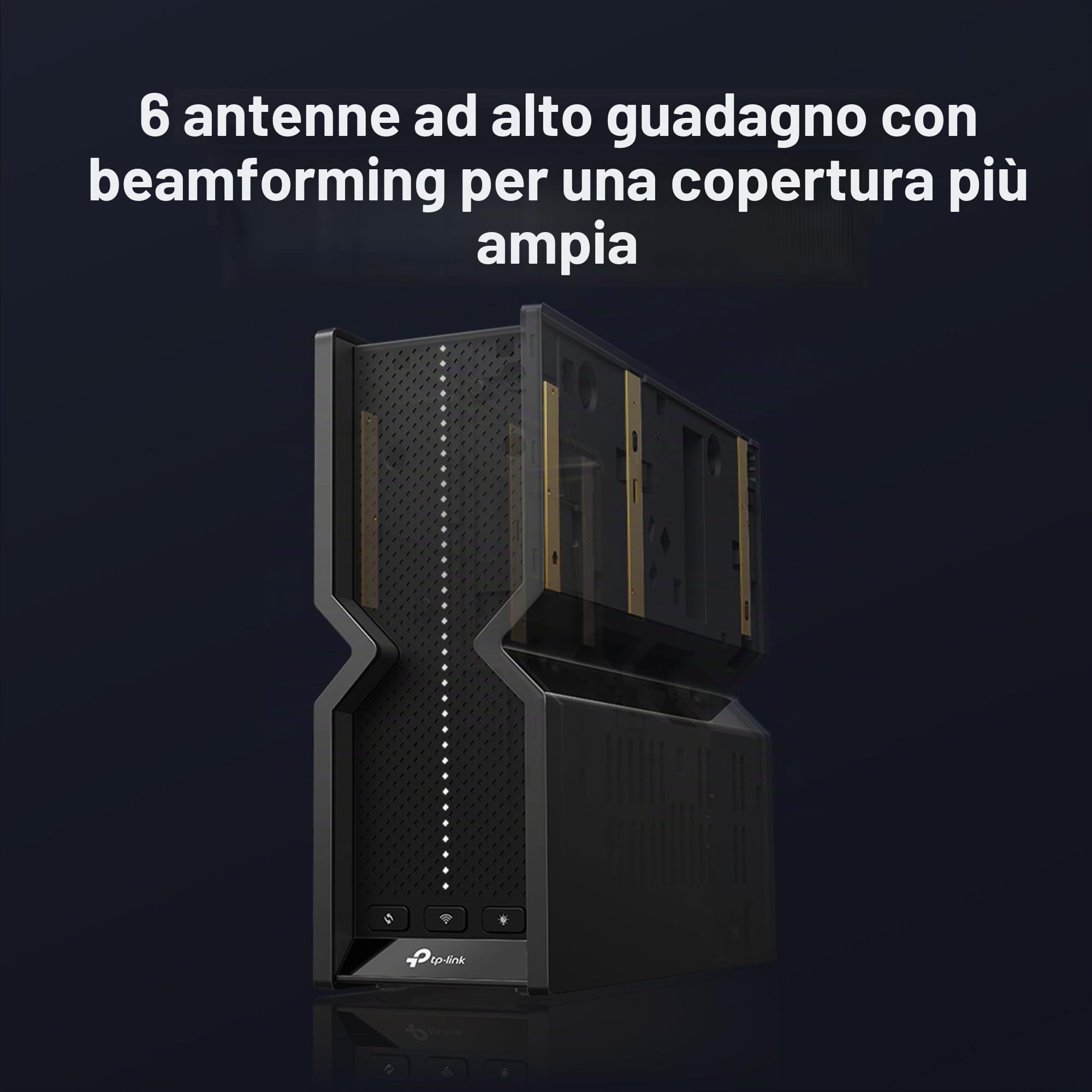 TP-Link Archer BE550 Router WiFi 7, Tri-Band BE9300Mbps, Canali 320 MHz, Banda 6 GHz, 5 porte 2.5G, Porta USB 3.0, EasyMesh, 6 Antenne interne, Ripetitore WiFi, VPN Client e Server, non supporta xDSL