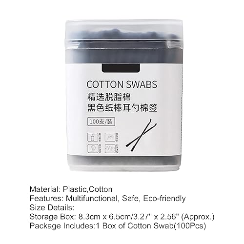 Miniatura 5 de Hisopo limpiador de oídos de doble cabeza altamente absorbente color negro maquillaje espiral algodón hisopo limpiador de oídos Gadget Home Supplies