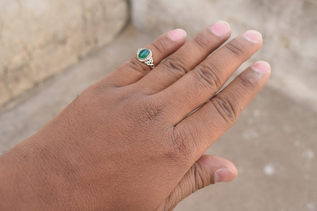 Avicrafts Green Onyx Stone Ring 925 Sterling Silver Statement Ring For Women Handmade Gemstone Christmas Jewellery Gift For Her - Image 4