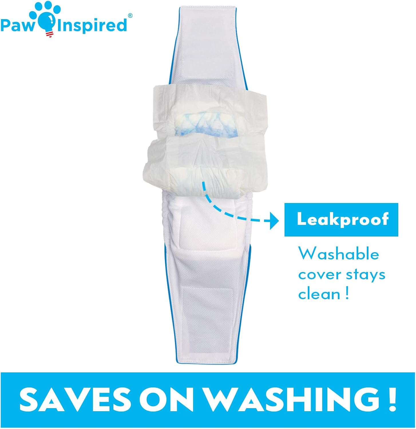 Paw Inspired Reusable, Washable Belly Bands for Male Dogs (X-Small, 3 Count) with Disposable Diaper Liner Inserts (30 Count)