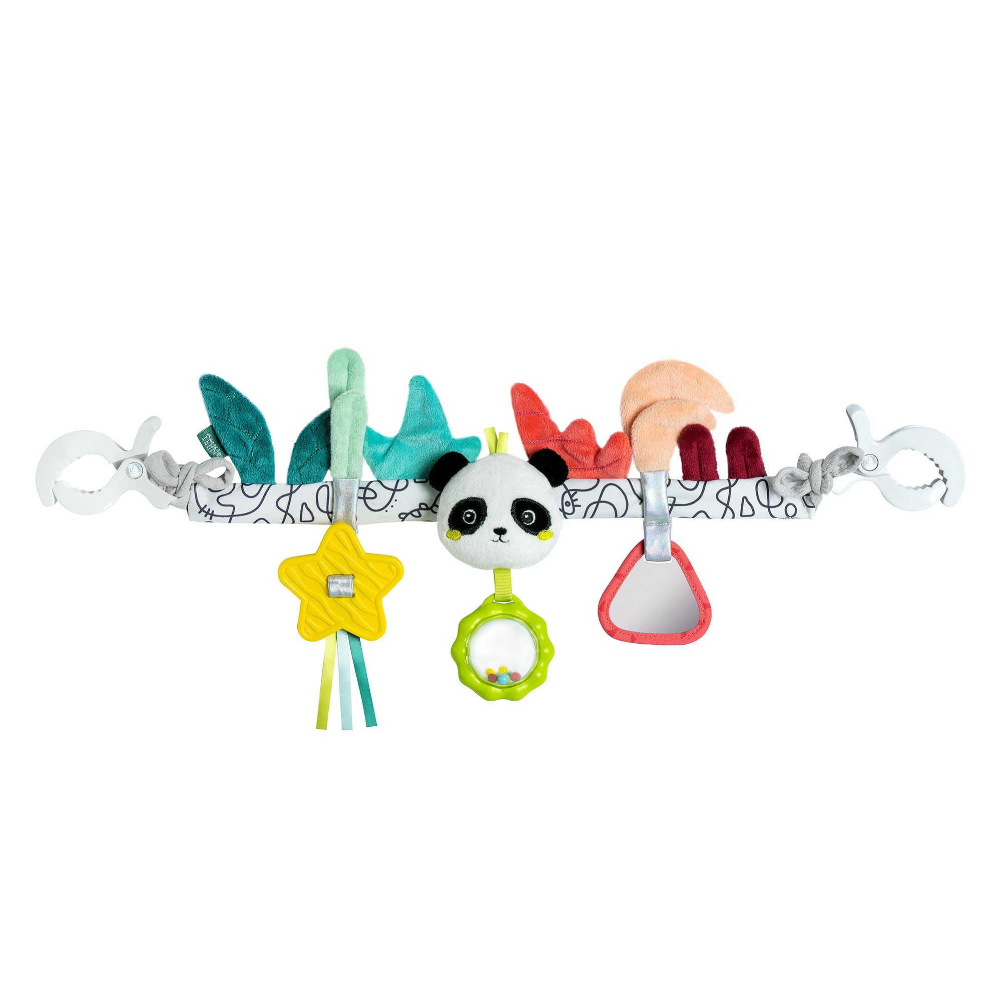 Fehn Kinderwagenkette Panda – Baby Mobile Kette mit Figuren – zum Aufhängen an Kinderwagen, Babyschale, Kinderbett, Spielbogen – für Babys & Kleinkinder