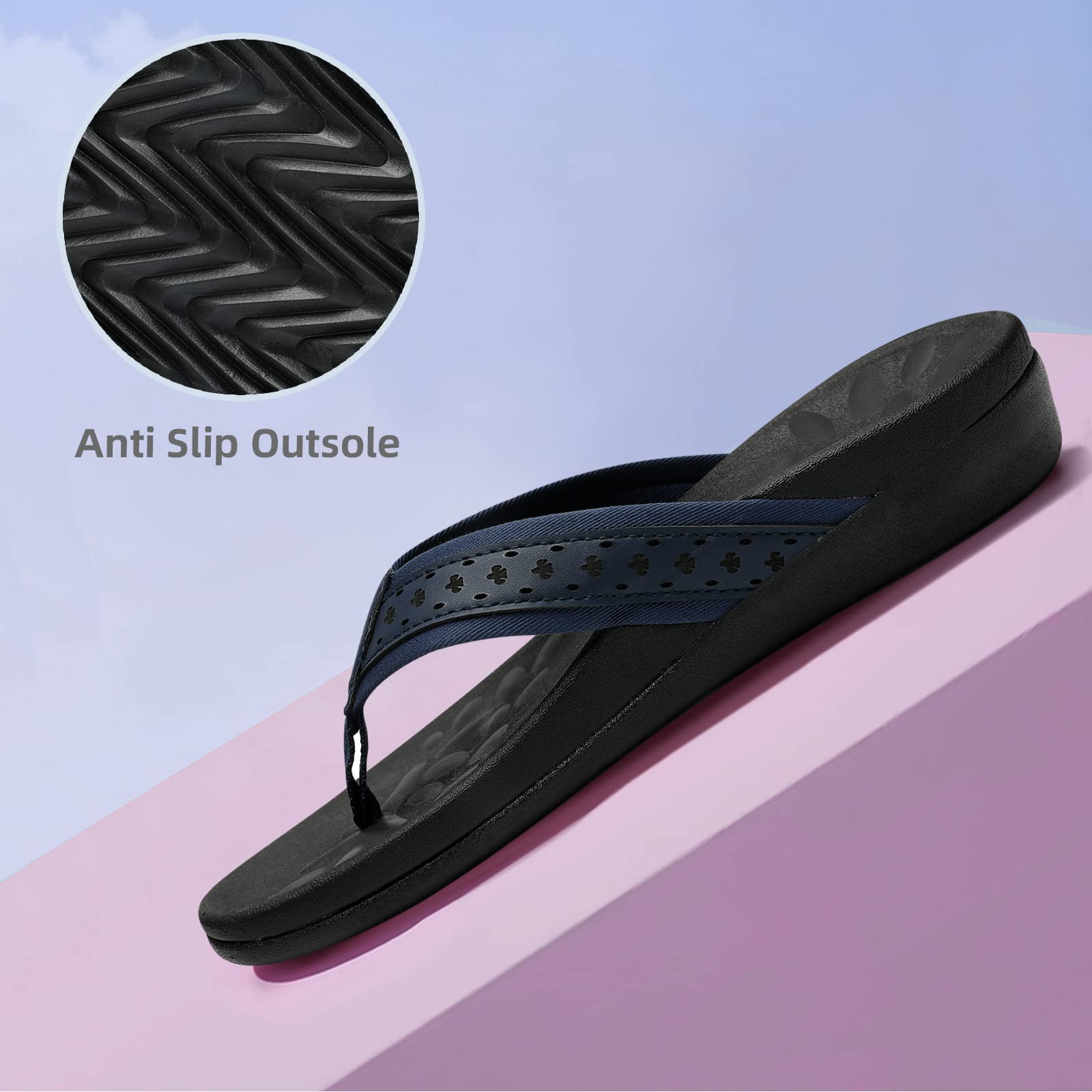 MEGNYA Women Orthopedic Sandals with Arch Support, Plantar Fasciitis Flip Flops for Flat Feet, Comfortable Cushioned Foam Slipeper for Outdoor Beach
