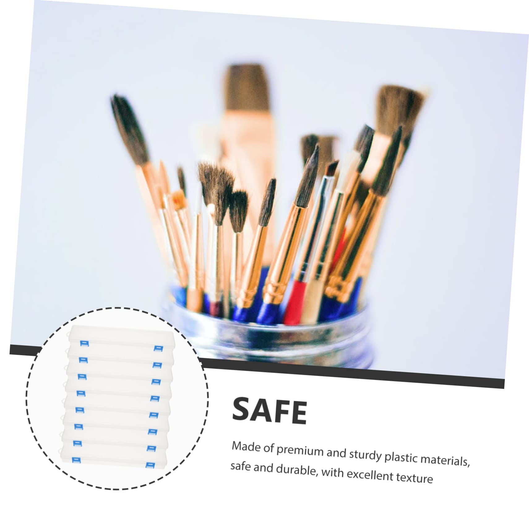VILLCASE Wasserpinsel Etui Kunststoff 8 Stück Transparent Multifunktionale Aufbewahrungsbox für Aquarellstifte Pinsel und Zeichenstifte Geeignet für Schüler und Lehrer zur Organisierten