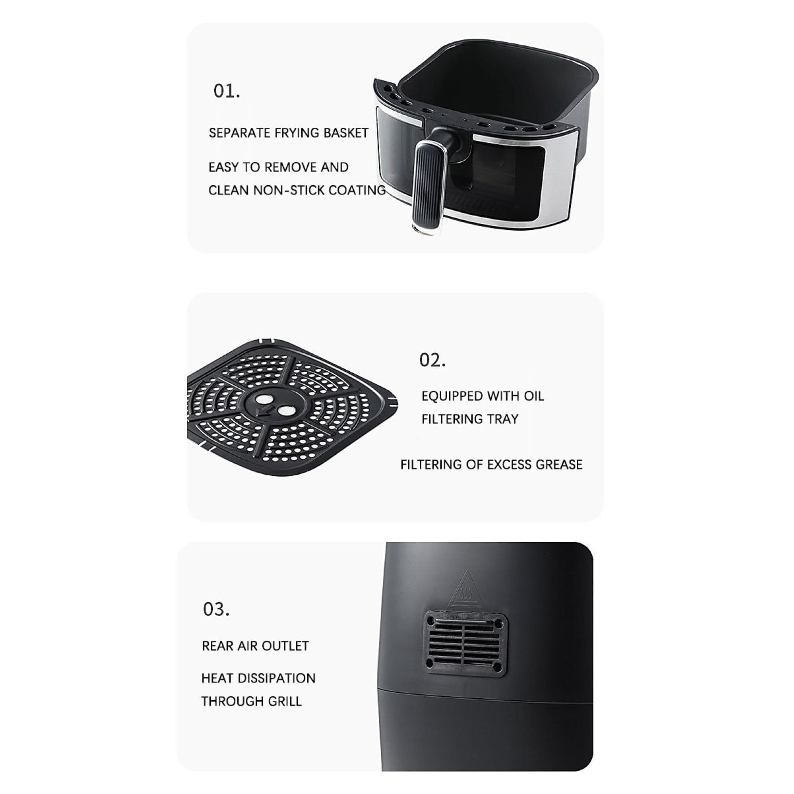 Grande Forno Friggitrice Ad Aria Multifunzione Mini Forno,Forno A Convezione Da Banco Con Girarrosto,Friggitrice Intelligente Con Schermo Tattile Digitale