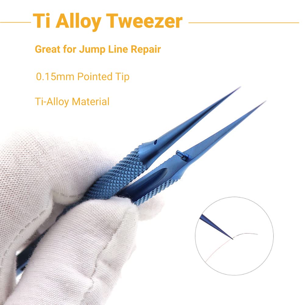 Pinzette per telefoni di precisione, pinzette per microscopio per riparazione cavi per impronte digitali della scheda madre del telefono cellulare in lega Ti, punte 0,15 mm(Pointed Tweezer)