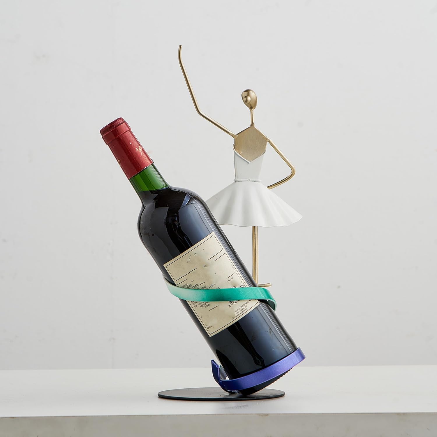XINXUAN Ballet Dancer Metal Wine Rack-Modern Bar&Countertop Decor-Artistic Wine Holder- Gift for Wine Lover-14.96”H