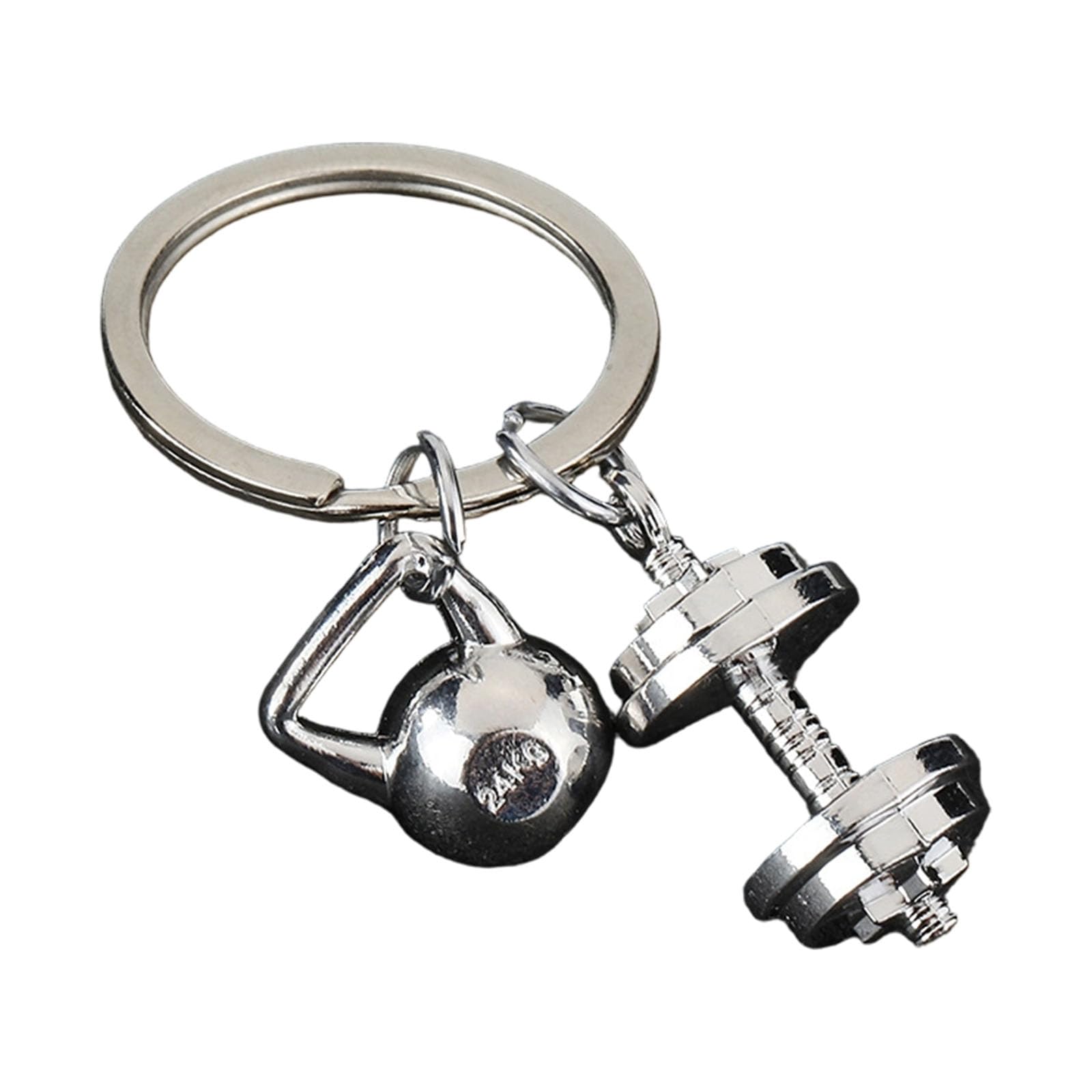 Avejjbaey Unisex White K [Avejjbaey] Unique Workout Theme Keychain Fitness Friend Lightweight Kirsite Dumbbell Charm Safe Holder Dumbbell Keychain, One Size