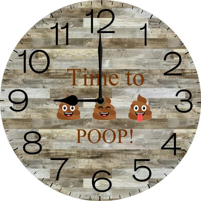Geroclonup Regalo para niños, reloj de pared redondo de madera, silencioso, sin tictac, regalo de San Valentín, 25 x 25 cm, reloj de pared redondo de madera, silencioso, sin tictac, para baño