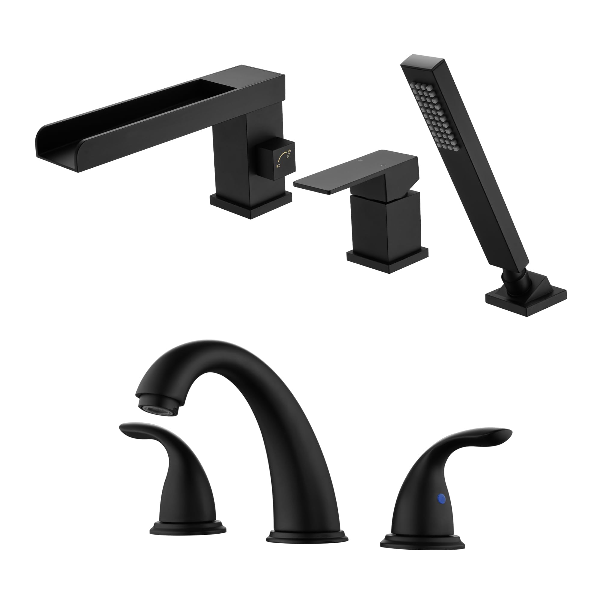 Jnfidosr Roman Tub Faucet S2148w-Mb + 8 Inch Widespread Bathroom Faucet S1423s-Mb