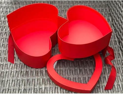 Miniatura 4 de Unikpackaging - Caja de 2 niveles con forma de corazón para flores de lujo y arreglos de regalo, con tapa, tamaño 9 x 8 x 6.5 pulgadas, caja de