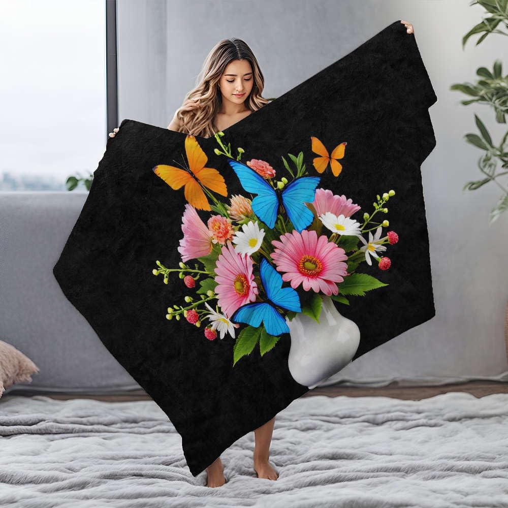 Couverture pour lit fleurs et papillons pour vos soirées cocooning et lecture
