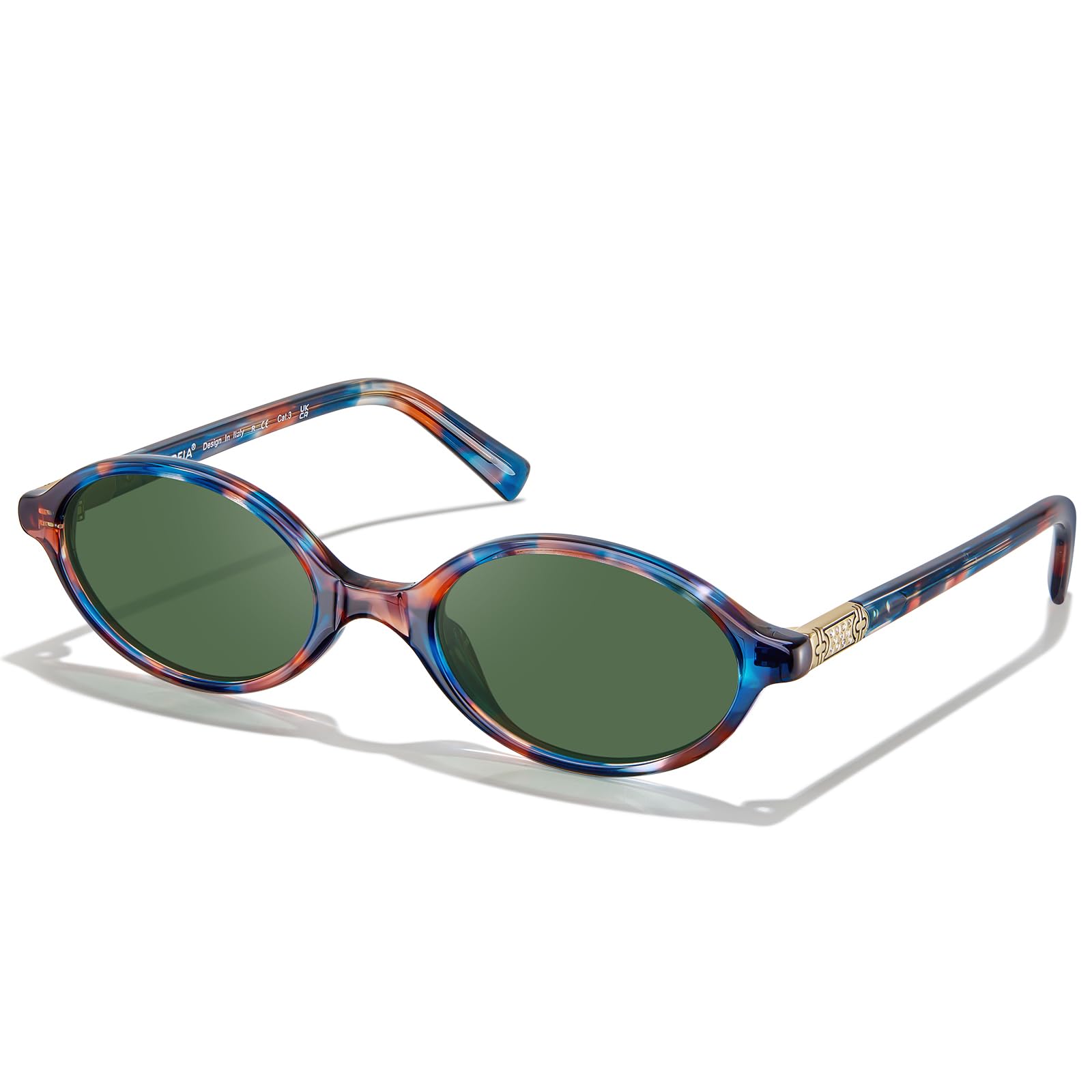 CARFIA Damen Sonnenbrille Polarisierten 99.99% UV-Schutz Gläsern Schmaler Acetat Rahmen Trendige Ovale Sonnenbrille CA6602