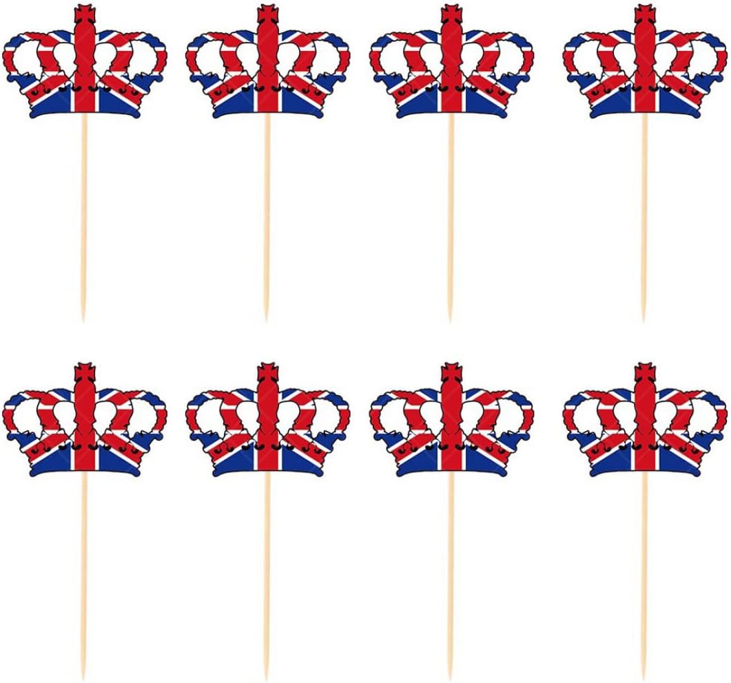 Coronation Cake Toppers Coronation Decorations 80Pcs Crown Shaped