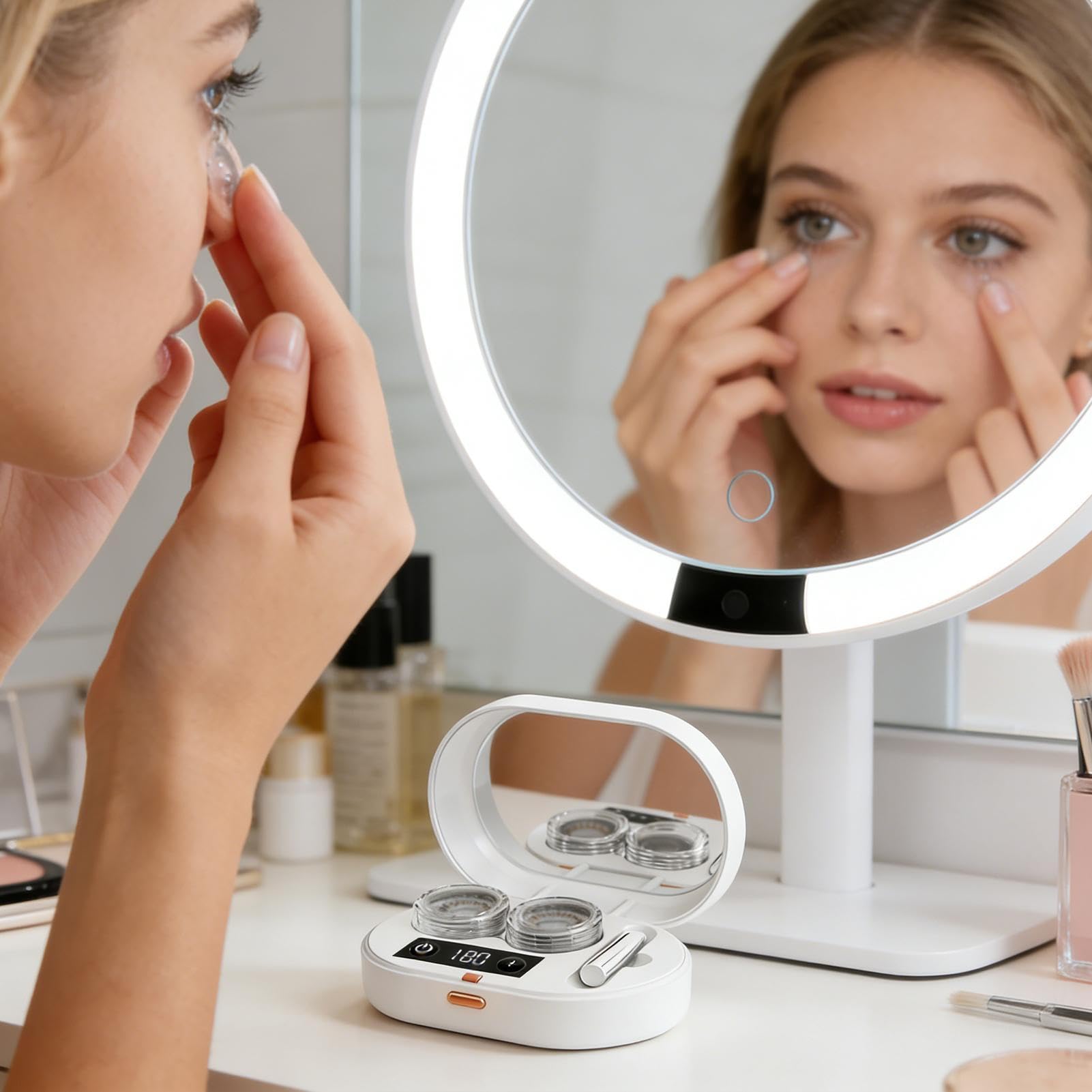 Macchina A Ultrasuoni Per Lenti A Contatto | Pulitore Ultrasonico Ricaricabile - Pulitore per Lenti Morbide,Per Donne E Adulti Uso Domestico E In Viaggio Cura Notturna