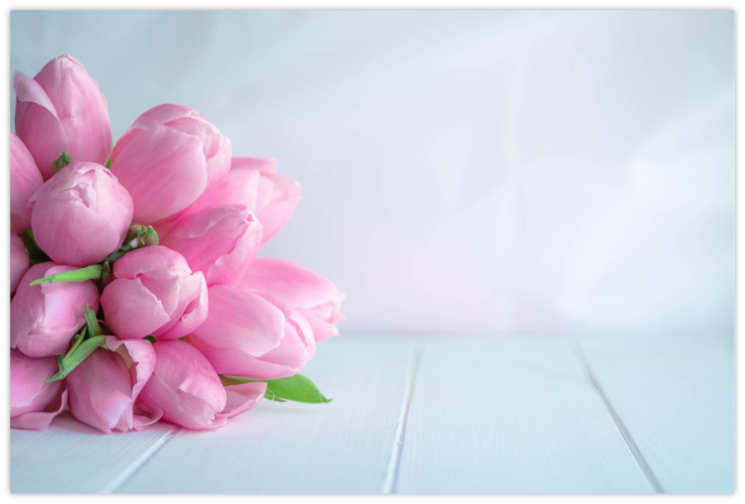 celloexpress Blank (Pink Tulips) Flower Message Cards - 60mm x 90mm - Blank Florist Card Gift Notes (Pack of 50)