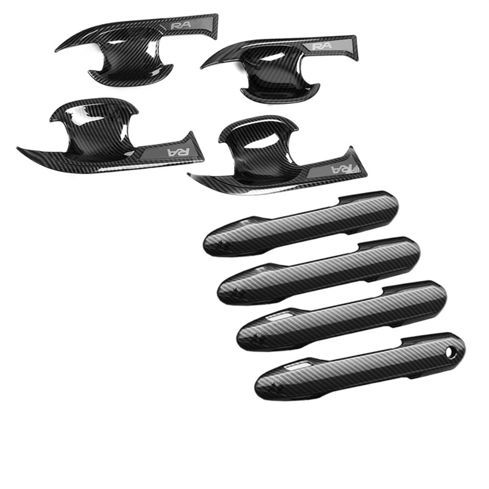 Drezzo Carbon Fiber 8Pcs Car Exterior Door Handle For Toyota For Rav4 Refit 20 21 Abs Carbon For Fiber Exterior Door Handle Stickers, Bowl Cover Trim(Carbon Fiber 8Pcs)