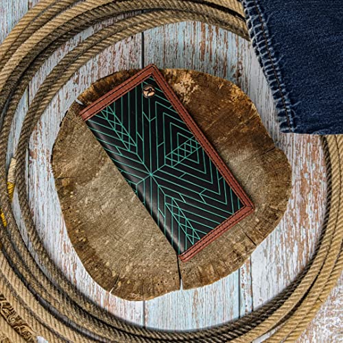 HOOEY Leather Men's Western Rodeo Wallet (Aztec Embossed - Turquoise)3