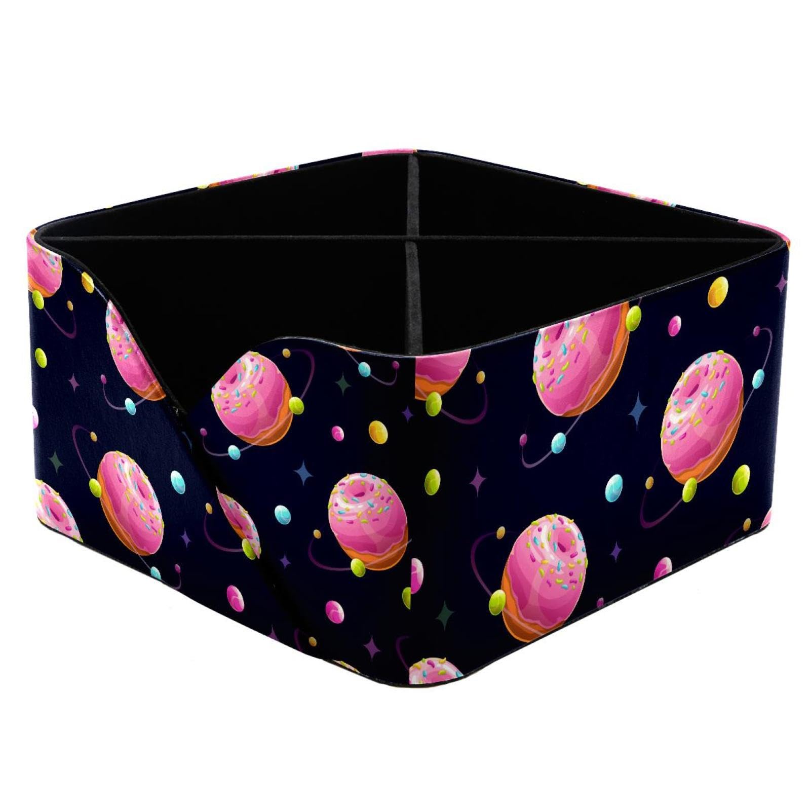 KengjuTesu Donut Planets Desktop Organizer Pen Holder, Rectangular Pencil Cup for Office, Study and Makeup Stations