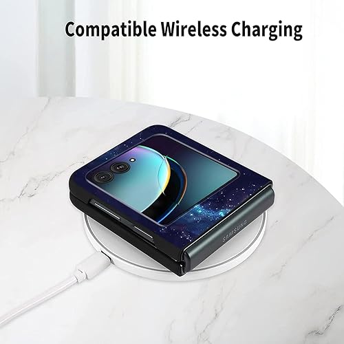 Vista 77 de Funda para Motorola Moto Razr Plus 2023 con protección de pantalla, cubierta trasera de policarbonato duro delgada y ultrafina con patrón de estante