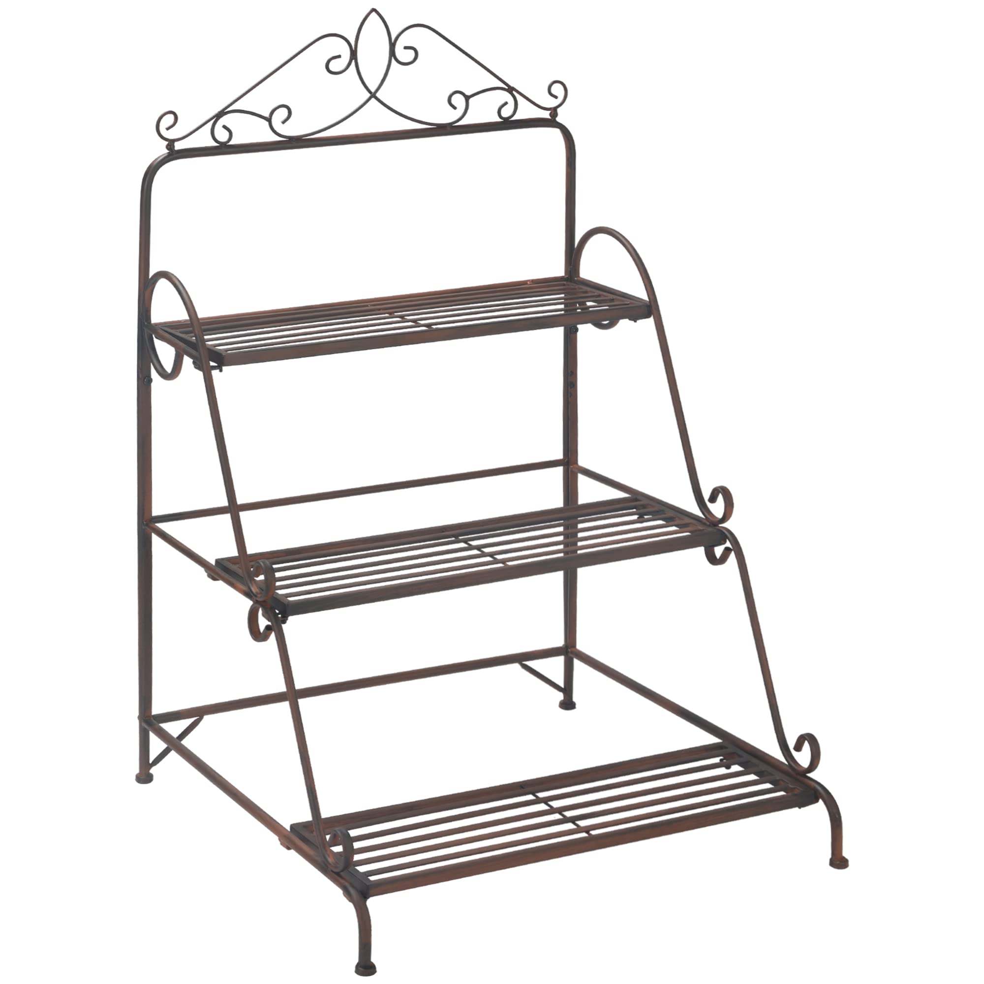 Outsunny 3 Tier Stair Style Metal Plant Stand, Flower Pot Holder Display Shelf