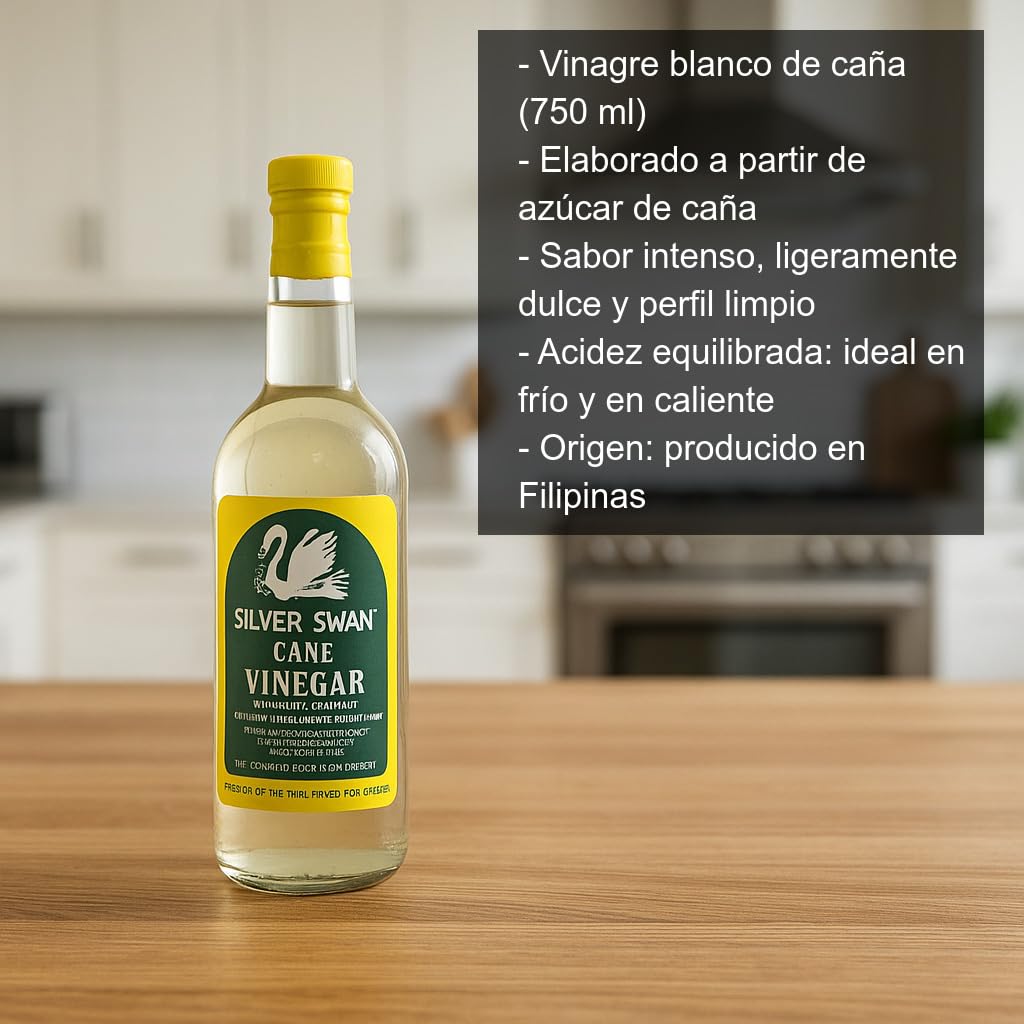 Vinagre blanco de caña 750 ml sabor intenso y ligeramente dulce para aliños, marinados, encurtidos y cocina asiática