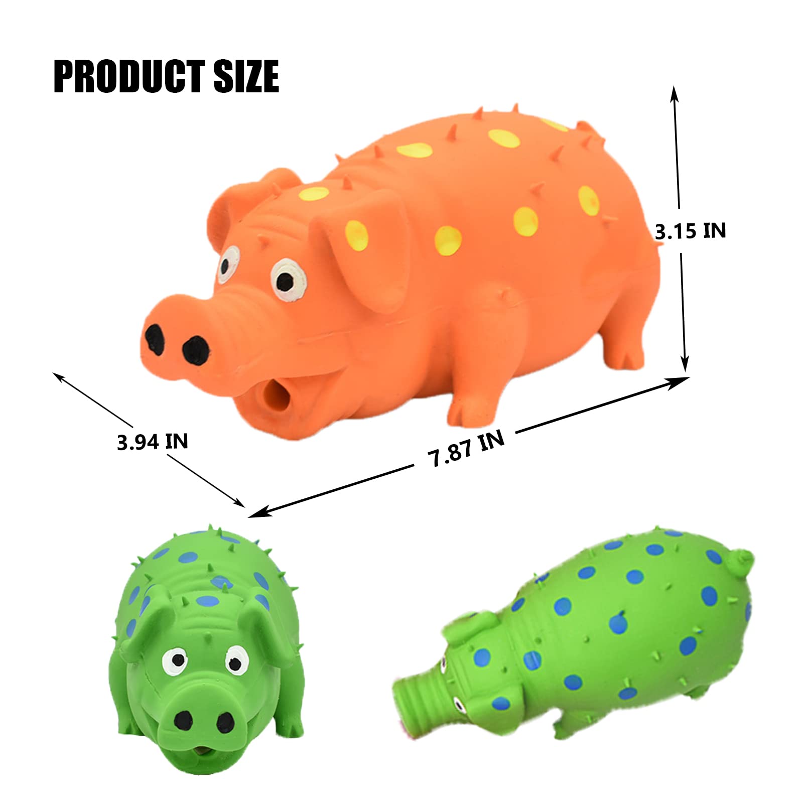 Juguete chirriante para perros, 2 piezas interactivas de goma para masticar perros, juguetes de látex duraderos para perros pequeños, medianos y grandes (naranja, verde)