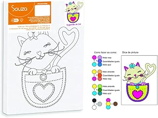 Tela De Pintura Riscada, 16cm X 22cm, Desenho: Gatinha - Souza & Cia (Ref: 8149)