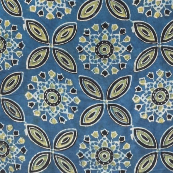 Image of Ethnics of Kutch Womens's Ajrakh Modal Silk Natural Dye Hand Block Print Unstitched Kurta Fabric