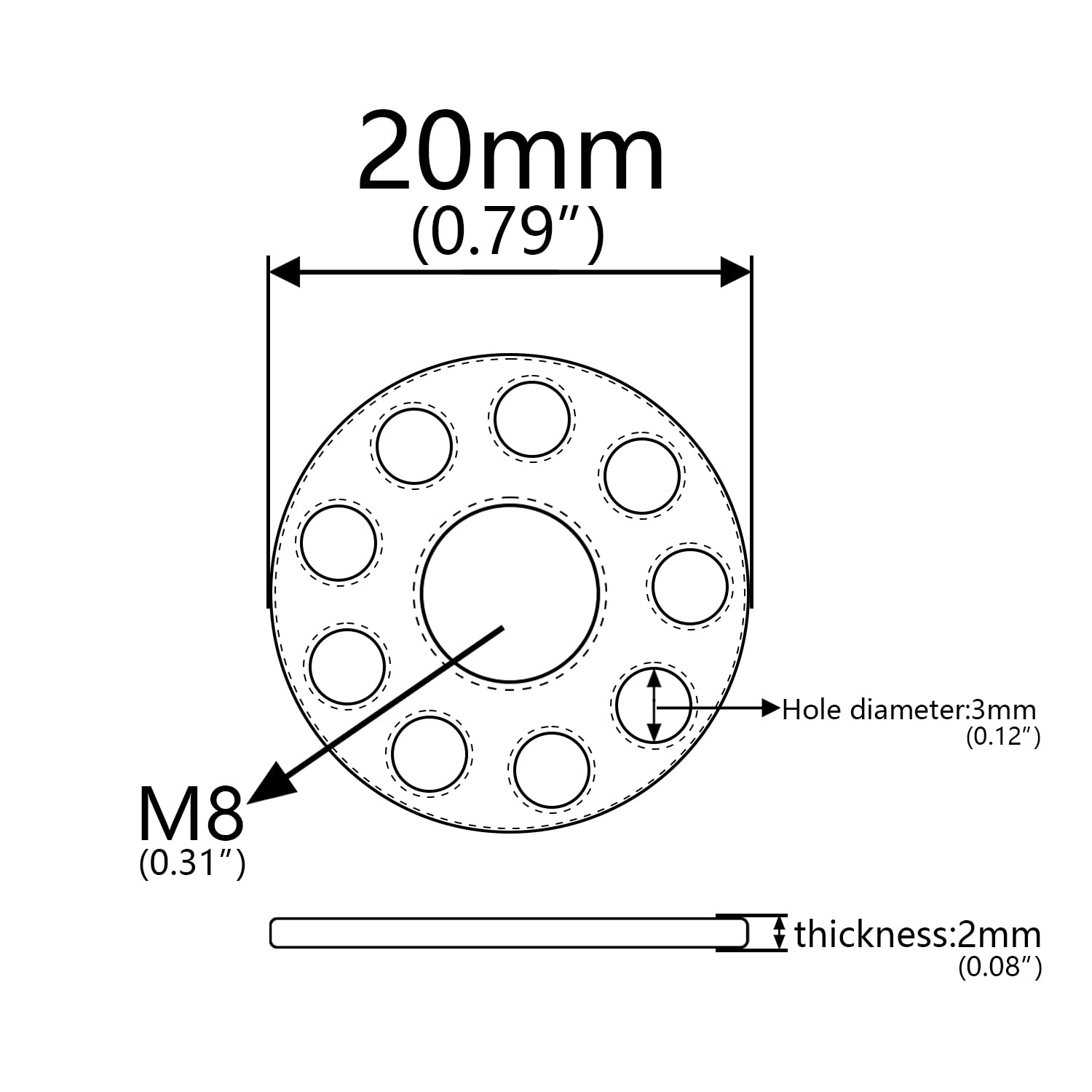 Wanyifa Titanium Washer M6 M8 M10 Spacer Nine Hole Gaskets for Motorcycle Car Pack of 10 (Silver, M8)