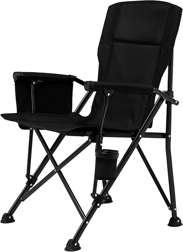 Silla de camping Khoroshop estructura de aluminio con tela Oxford 600D y portavasos color negro