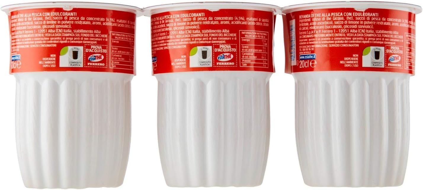 Italian Gourmet bundle für Pfirsich-Eistee Zero Zucker 72 x 200 ml Becher – erfrischender Pfirsichtee ohne Zuckerzusatz + Italian Gourmet polpa