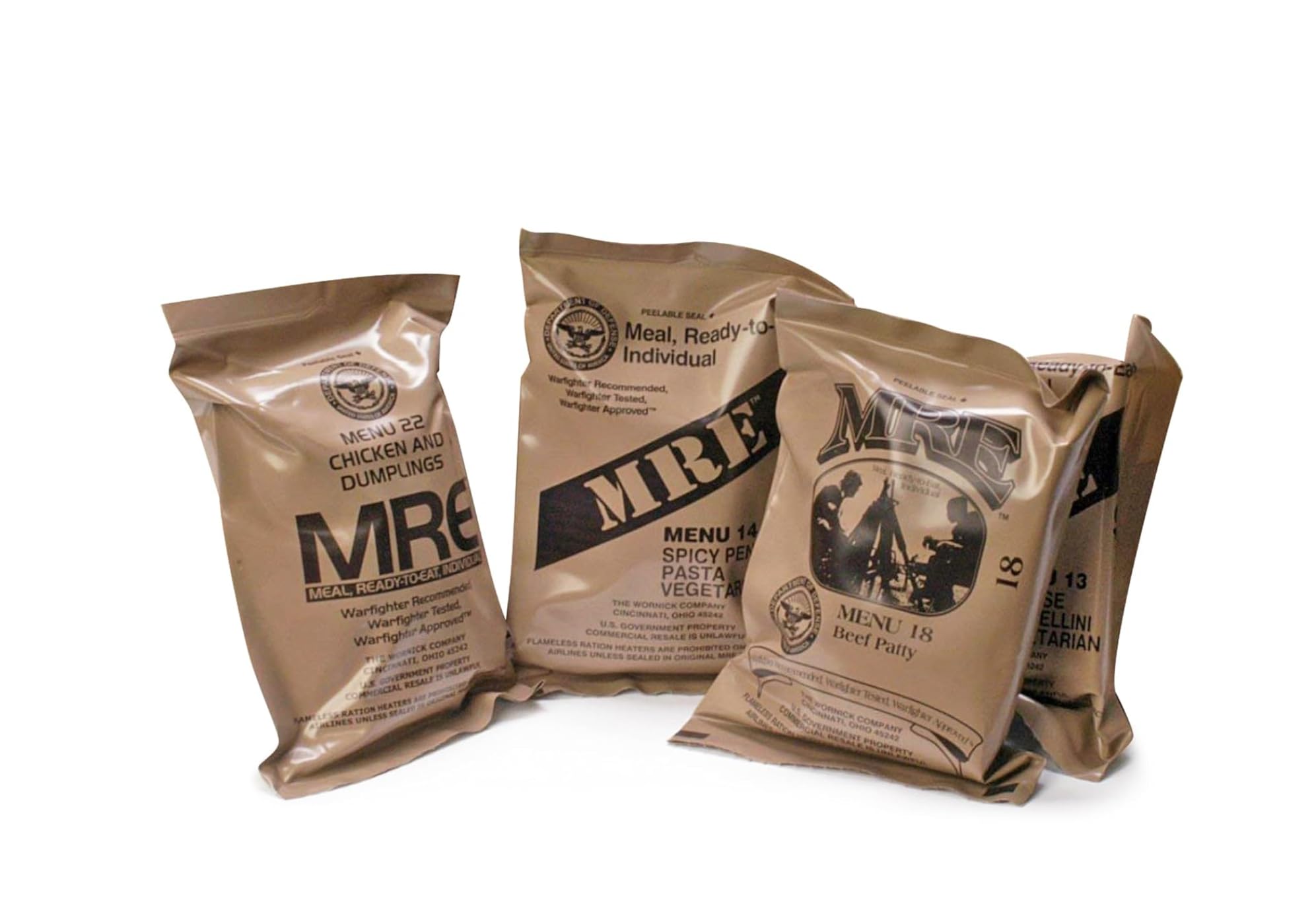 Wornick MRE Meals Ready to Eat, Emergency Food Supply, Survival Camping Outdoor 12 Pack Inspection 2024, 2025, 2026 or Better (6 Meals (Random), 6, Count)