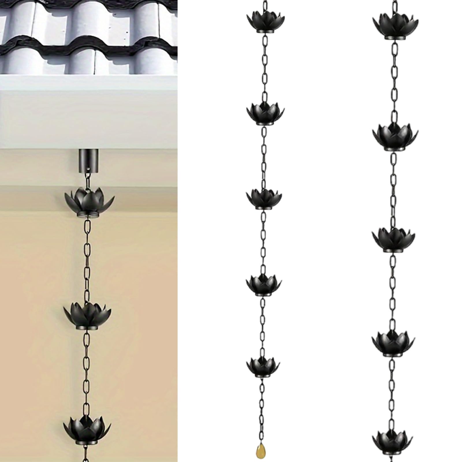 Catena della pioggia fiore catena della pioggia set resistente alla ruggine catena della pioggia adattatore grondaia catena della pioggia per grondaie pluviali decorazioni
