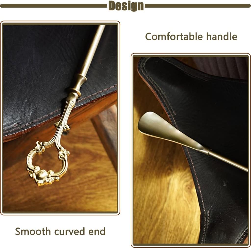 靴べら 携帯 レディース ヨーロピアンスタイルの高級ロングハンドル くつべら、 ヴィンテージ手作り真鍮 シューホーン、 実用的な入り口 靴篦、 ホリデーギフト (Color : Gold, Size : 40*5cm)