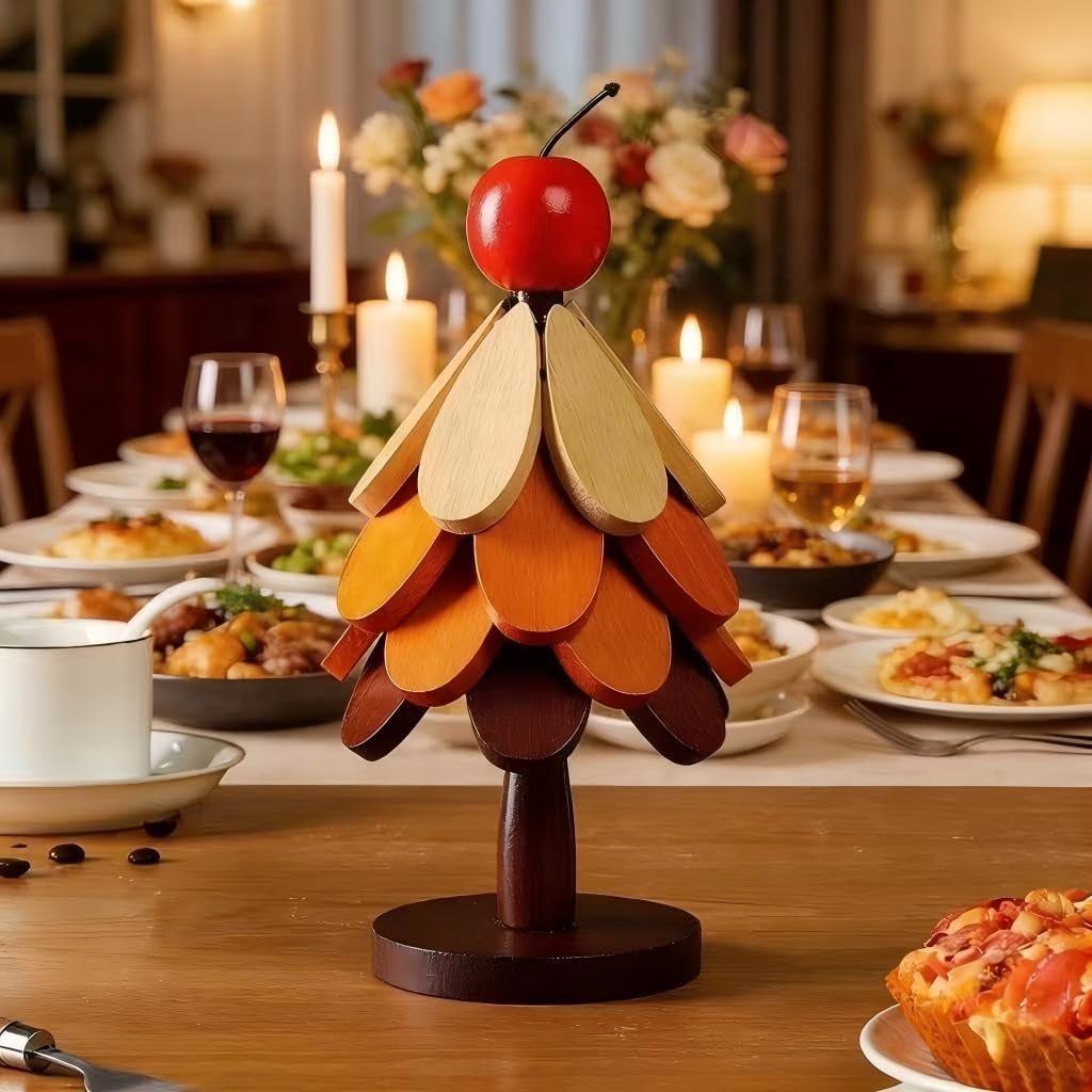 Christmas Tree Trivet Wooden Trivets for Hot Dishes, Set of 4 Coasters, Table Decor for Home and Restaurant