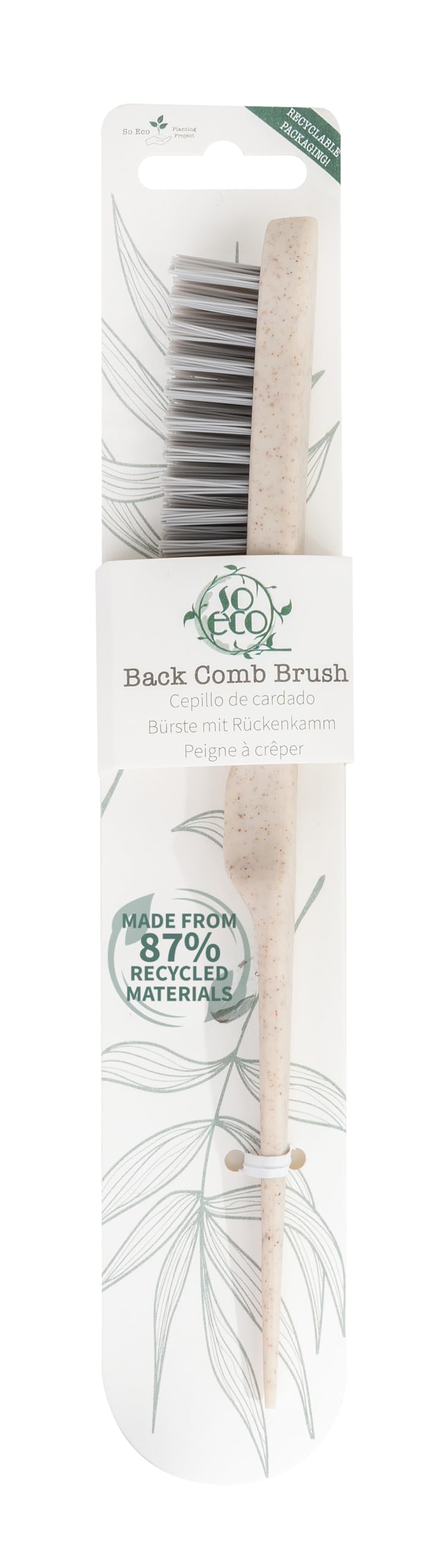 So Eco Back Comb Brush – Eco Conscious Styling Tool with Firm Nylon Bristles for Volume & Sleek Styles, Made From 87% Recycled Materials, Vegan & Cruelty Free.