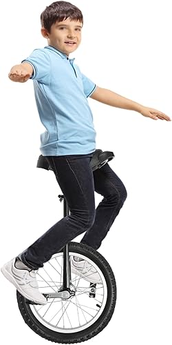 Miniatura 50 de Monociclo de rueda, bicicleta de una rueda con borde y pedales, monociclos de acero modernos para edades unisex de 10 a 60 años, entrenamiento