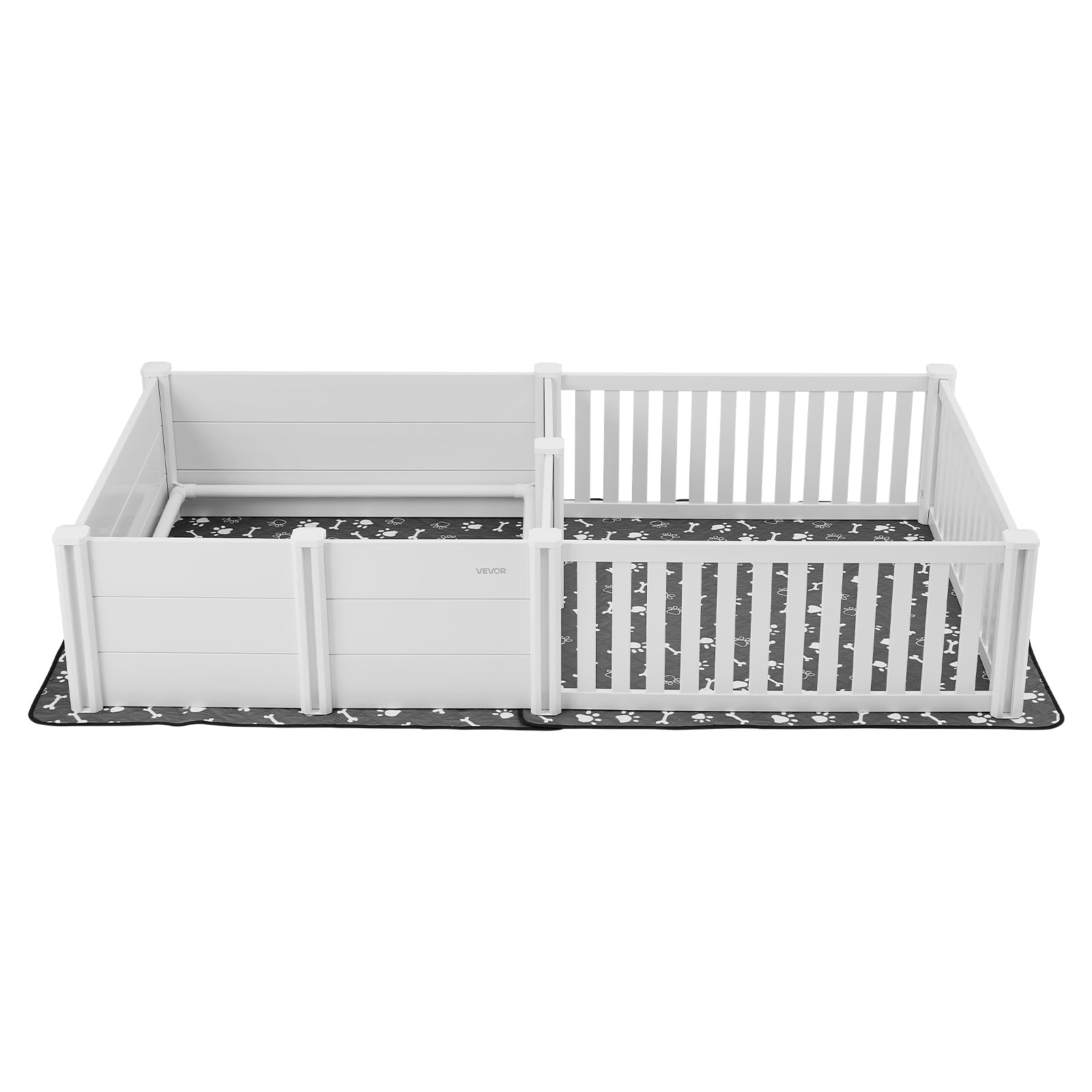 VEVOR Parc de Mise Bas pour Chien, 236x123x46 cm, Caisse de Mise Bas pour Chiots, avec Porte Hauteur Réglable, Tapis d'Urine Lavable, Boite de Naissance Plastique PVC pour Chiens de Très Grande Race
