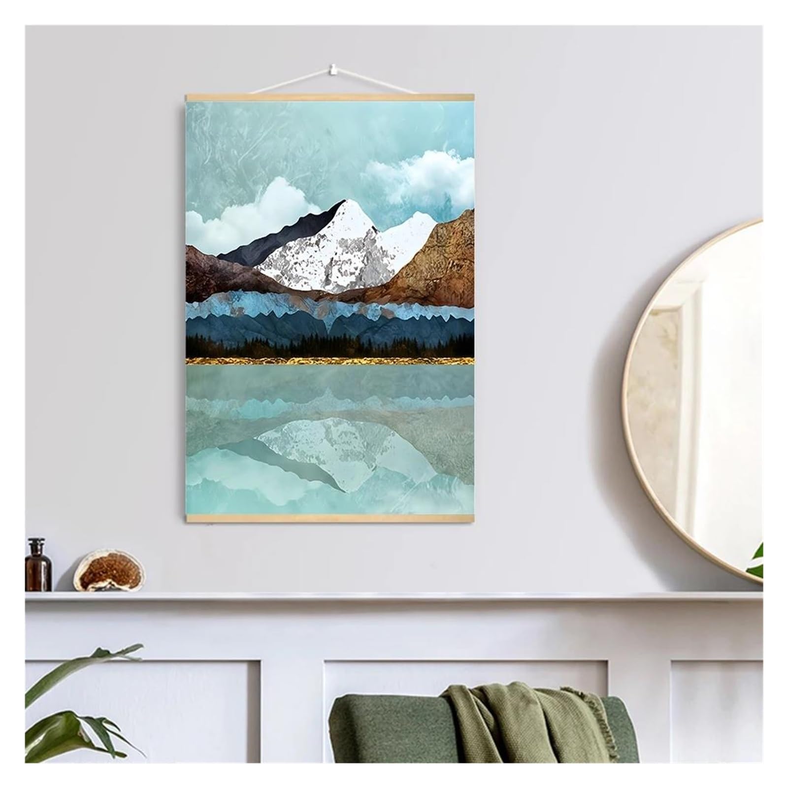 Toile paysage montagne et rivière 40x50cm pour illuminer un salon sombre