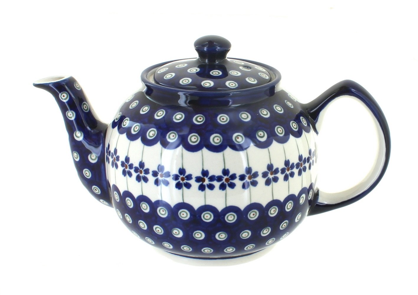 Blue Rose Polish Pottery Flowering Peacock Medium Teapot