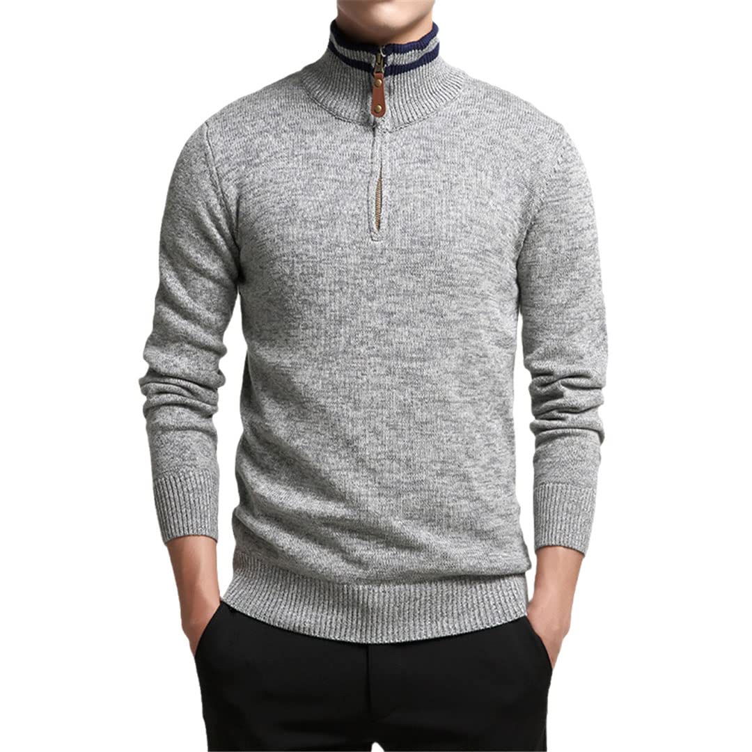 Vogrtcc Maglione caldo maglione lavorato a maglia maglione maglione a collo alto maglione, Light Gray, L