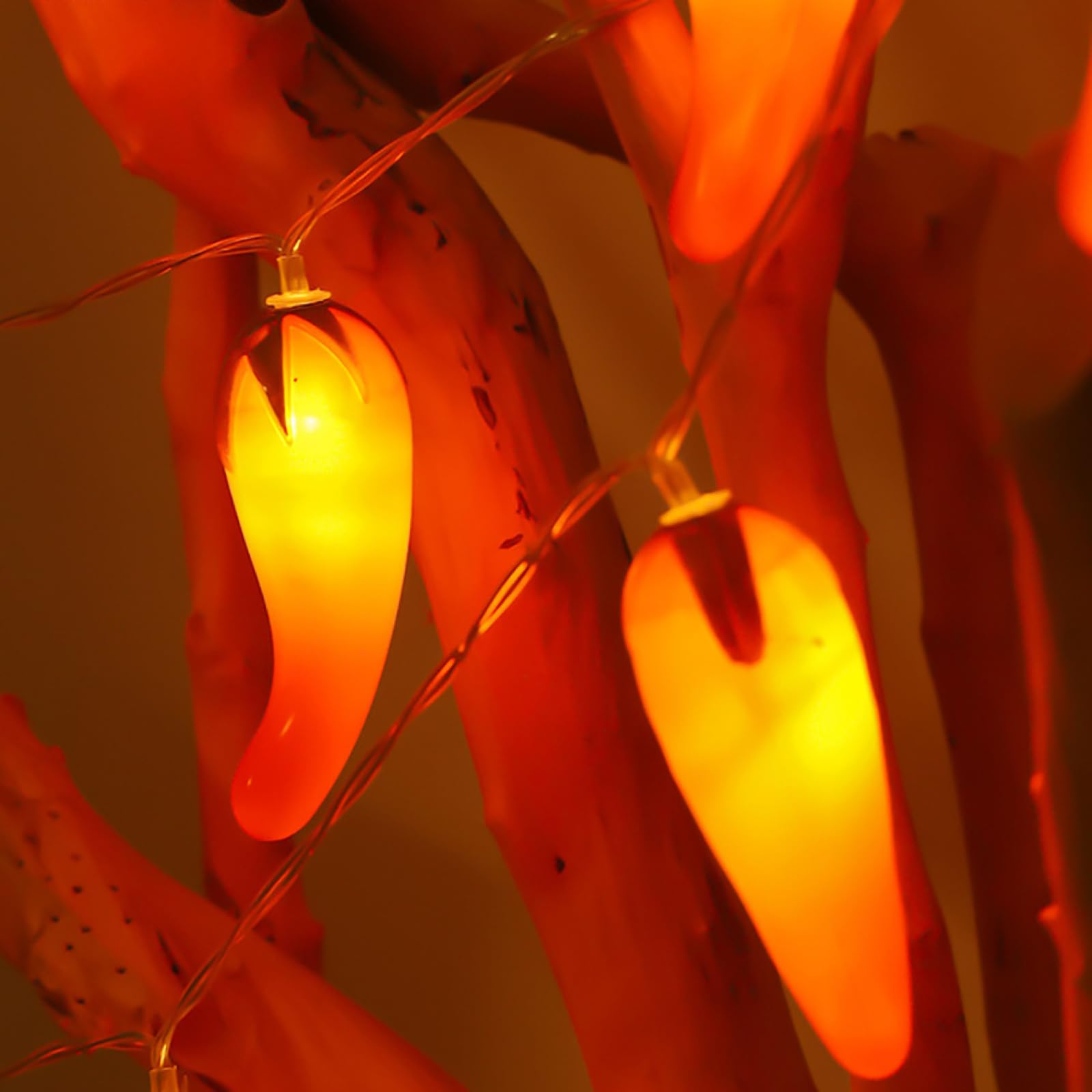Catena Luminosa Al Peperoncino Rosso|Luci Natalizie A Led In Filo Di Rame Bianco Caldo|Lampade Decor A Sospensione Serie Da Giardino Per Feste Di Natale,Bianco Caldo,10m(32.8 piedi)-80LED-USB