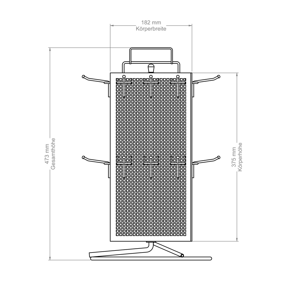 4-seitiger Lochblechthekenständer schwarz Aluminium drehbar